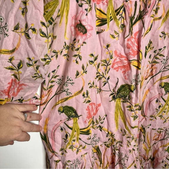 Happy Nature 100% cotton dress with tropical bird & floral pattern size large - Picture 7 of 8